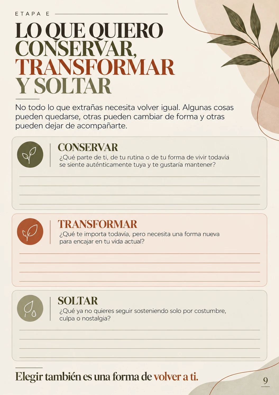 Lo que quiero conservar, transformar y soltar
